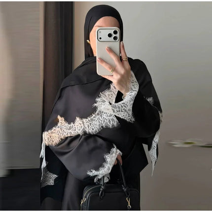 Elegant Lace Patchwork Shawl Top Skirt Set Women Lace Up Full Sleeve Shirt Loose Long Skirt 2026 Spring Fashion Lady Outfit