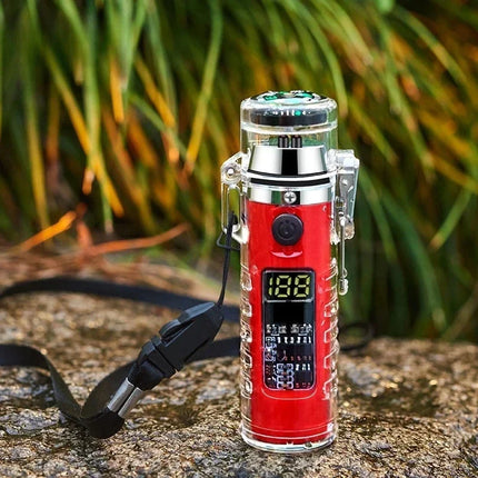 Waterproof Outdoor Camping Compass Dual Arc Type-C Plasma USB Electric Lighter Multi-Function Flashlight Survival Ignition Tool