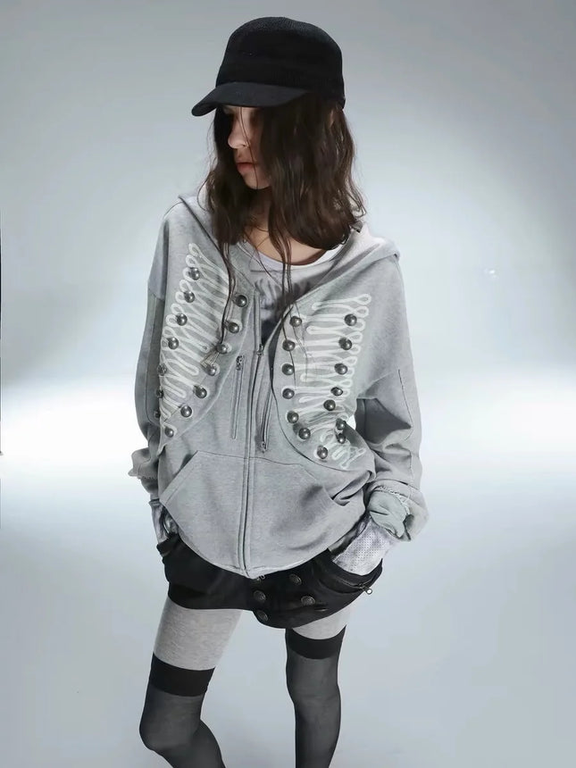 Fashionable American retro y2k street trend Harajuku 2026 new Napoleonic style hoodie and hooded jacket for both men and women