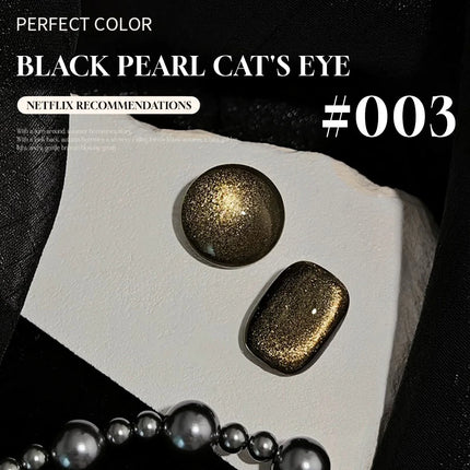 1pcs 12ML Winter 2026 New Black Glass Bead Pearl Cat's Eye Gel Nail Polish Hot Selling Black Nails Salon Use Nail Stuff