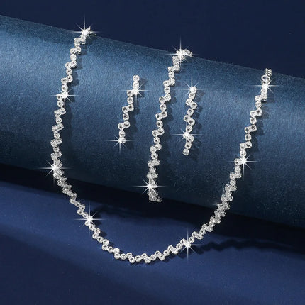 4PC Women's Fashion Copper Claw Chain Minimalist Necklace Earrings Bracelet Jewelry Set Wedding Banquet Party Holiday Gift