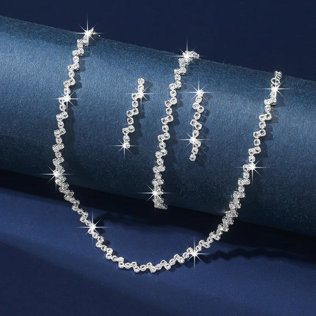 4PC Women's Fashion Copper Claw Chain Minimalist Necklace Earrings Bracelet Jewelry Set Wedding Banquet Party Holiday Gift