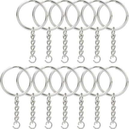 30pcs/pack Silver Color Keyring Keychain Split Key Ring with Chain Climbing Buckles Carabiner Keychain Rings Accessories