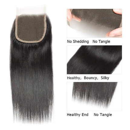 Straight Lace Closure Human Hair 4x4 Lace Closure Brazilian Hair Lace Frontal Free Part Closure 100% Human Hair Extensions