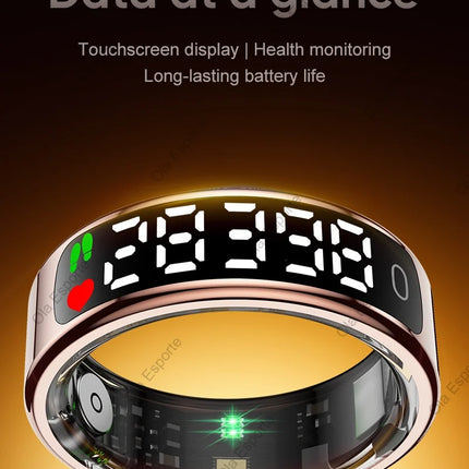 Smart Ring with Display Screen and Touch Heart Rate Blood Oxygen Sleep Health Monitoring Sports Count steps Waterproof Smartring