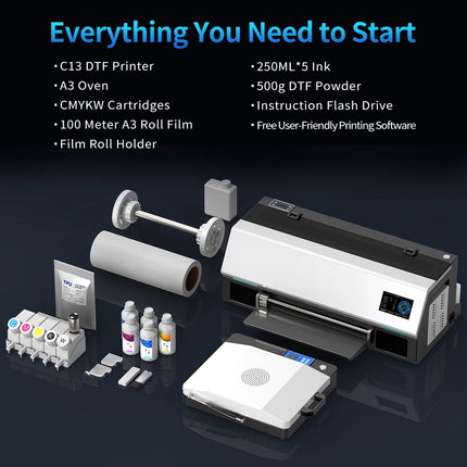 Colorsun DTF Printer For Epson XP600 Impresora A3 dtf printing machine With Oven A3 DTF Printer For T-Shirt Hoodies bag Fabric