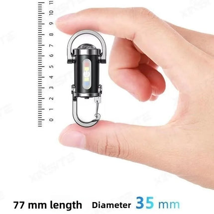 Mini Keychain Flashlight Rechargeable COB Pocket Work Light with Hook Emergency Warning Lamp for Camping Hiking Walking Outdoor