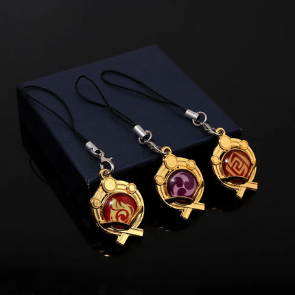 Game Genshin Impact Vision Keychain Luminous 7 Element Double Side Glass Pendant Eye Of Original Keyring Phone Charms Souvenir