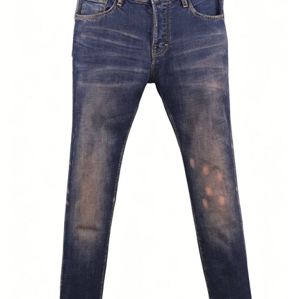 6058 Four Seasons New Men's Wash Grinding Hole Patch Paint Splash Ink Micro-bullet Leg Grey Jeans for Men