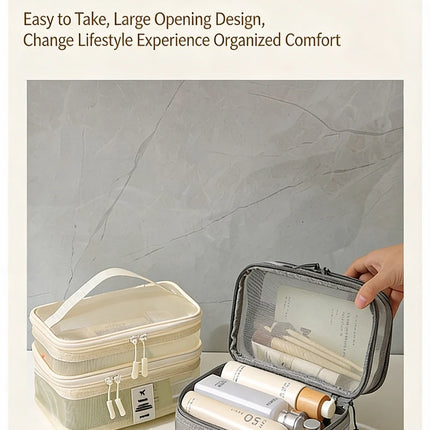 Fashion Transparent Mesh Travel Cosmetic Bag Storage Multi Layer Portable Womens Toiletry Bag Large Capacity Bag Makeup