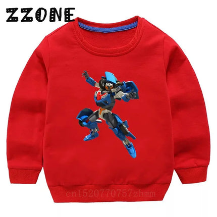 Kids Sweatshirts Tobot Evolution Transformer Robot Car Print Funny Children Hoodies Casual Baby Pullover Tops Girls Boys Clothes