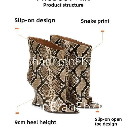 SoleLadies' Spring/Summer New Fish Mouth Slope High Heel Short Boots with Pointed Toe Exposed Cool Boots, Mid Top Boots