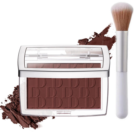 2pcs Matte Embossed Blush Palette High Pigmented Pink Coral Cheek Blush Powder With Professional Makeup Brush