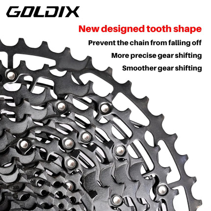 GOLDIX Ultralight MTB Cassette Freewheel k7 9/10/11/12/13 Speed HG Structure Sprocket Carbon Steel Material for Mountain Bike