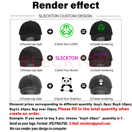 SLECKTON Custom Logo Baseball Caps for Men and Women Logo Embroidery Print Fashion Splicing Cotton Hat Adult Sun Hat Wholesale