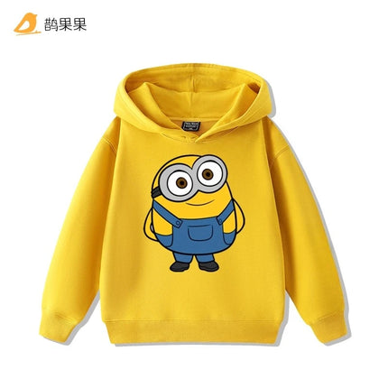 Children's cartoonMinions pattern printed hooded sweatshirt for boys and girls suitable for autumn andwinter a warm top for kids
