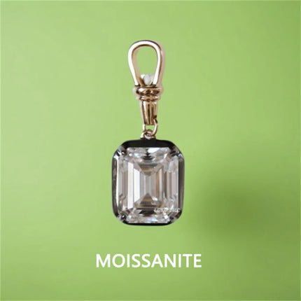LETMEXC Moissanite Lab Grown Emerald Sapphire Ruby Gemstone Custom Pendant 10K Rose Gold Black Edge Classic Fashion Pendant