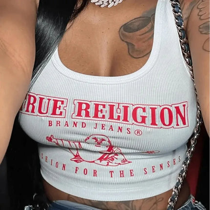 Letter Printed Women Tank Top Sexy Graphic T Shirts Fashion Top Printed Sweatshirts Streetwear 2024 New Popular Y2K Crop Tops