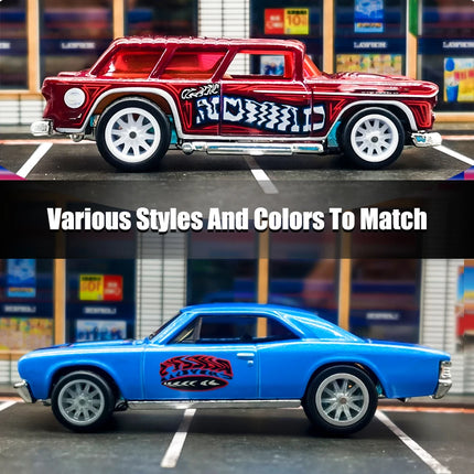 1/64 Front Small and Rear Big Wheels with Detachable Rubber Tires Circular Spoke Refitting Parts for Hotwheels Model Cars 5 Cars