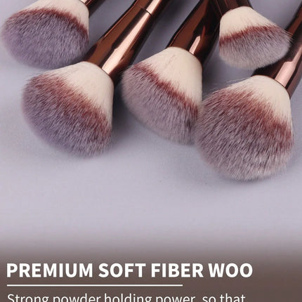 22pcs Professional Makeup Tools Set With Velvet Bag,20pcs Soft Long Aluminum Tube Makeup Brush Set+2pcs Powder Puffs Accessories