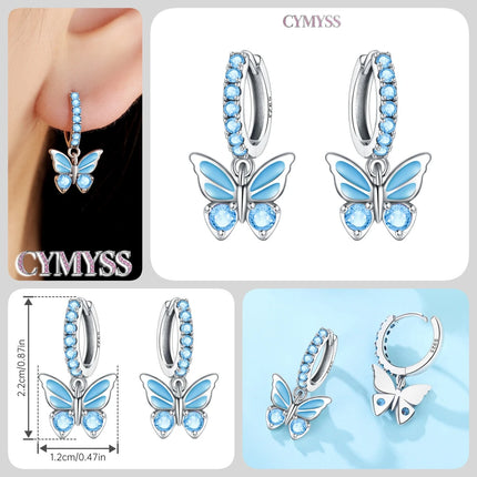 Hot Sale Original 925 Sterling Silver Zircon Pink Paw Print Earrings Heart Flower Leaf Design Women Party Jewelry Gift Ear Loops