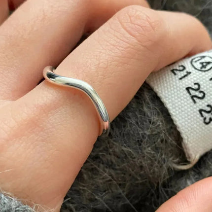 925 Sterling Silver Wavy Line Open Rings for Women Ladies Elegant Luxury Silver Color Jewelry Accessories Wholesale Jewellery