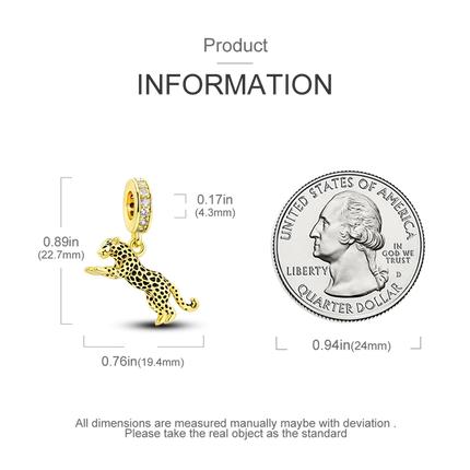 Gold Series DIY Charms Bead Original 925 Sterling Silver Inlaid Zirconium Sun Leopard Pendants Fit Bracelet Jewelry Gift Marking