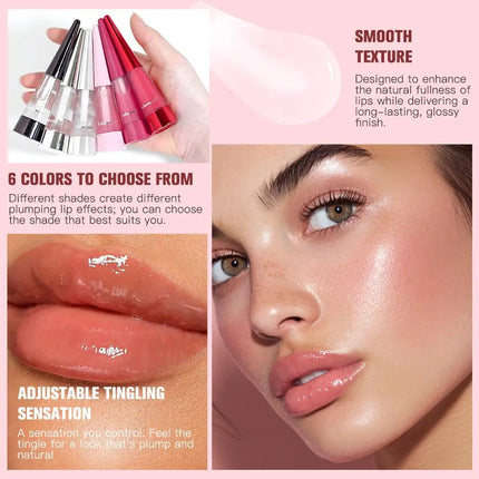 Original Soft Pink Crystal Spicy Shine Lip Plumper High-Shine Lasting Moisturizing Lip Oil Hydrate Smooth Nourish Instant Plump