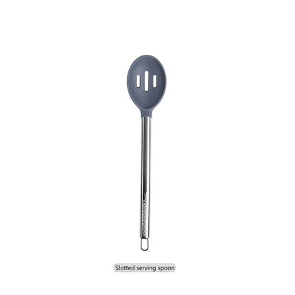 1-Pack Silicone Kitchenware Cooking Utensils Heat-resistant Stainless Steel Handle Soup Spoon Pasta Colander Kitchen Accessories