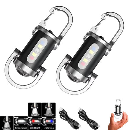 Rechargeable Keychain Flashlights high Lumens EDC COB Work Light 7 Modes Emergency Keychain Light for Walking Searching Hiking