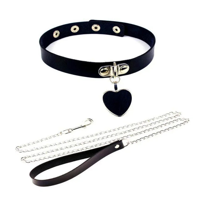 Gothic Harness Women Collar Chain Choker Sexy PU Leather Chain Pendant Collar Choker Necklace Cosplay Accessories For Couples