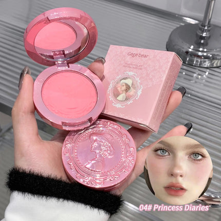 3D Embossed Girl's Blush Press Powder Nude Natural Matte Orange Brown Face Check Contouring Blusher Rouge Makeup Blush Palette