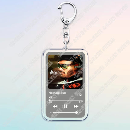 Popular French Rapper JUL Music Songs Keychains for Women Accessories Bag Oh Qu'elle Est Belle Code Keyings Jewelry Fans Gifts