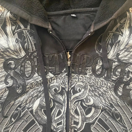 2000s vintage Street New Fashion South pole Men Black Hoodie Super Skull embroidery Hoodie Couple Harajuku Y2k Top Street Wear