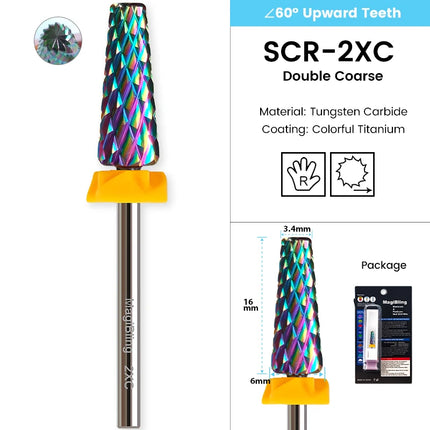 MagiBling Super Cut 5 In 1 Tapered Barrel Carbide Nail Drill Bits Right handed Cuticle Hard Gel Removal Professional bits 3/32"
