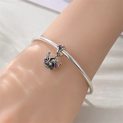 Crown Charms Skull Bead Original 925 Sterling Silver Inlaid Zirconium Pendants Fit Bracelet Necklace Jewelry Lover Gift