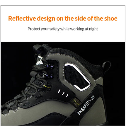 Man Safety Shoes Puncture-Proof Work Sneaker Waterproof Work Shoes Steel Toe Shoes Safety Boots Indestructible Shoes Lightweight