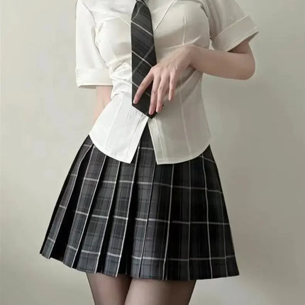 Summer Pure White Shirt JK Uniform Waist-Fitted Slims Smooths Your Silhouette Women's Japanese Preppy Styles Short Sleeves White