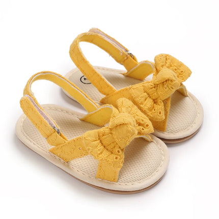 VALEN SINA  Newborn Baby Shoes Yellow Baby Girl Shoes Girl Classic Bowknot Sole Anti-slip PU Shoes First Walker Toddler Shoes