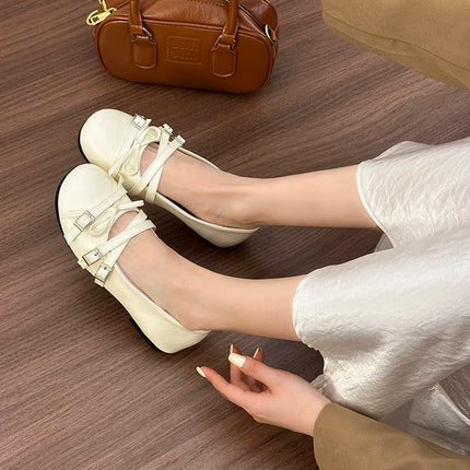 Silver Women Ballet Flats Comfortable Round Toe Shallow Shoes 2026 New Spring Autumn Vintage Ladies Dress Mary Jane Shoes