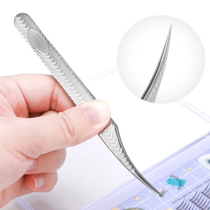 5PCS Eyelash Extension Tweezers Set Lash Applicator Tool Stainless Curved Straight For Eyelash false Clip Makeup Nail Art Tools