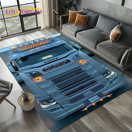 2025 New 3D S-Scania Top Class Truck Lorry Cartoon Rug Carpet for Living Room Bedroom Home Decor, Floor Mat Non-slip Sofa Doormat