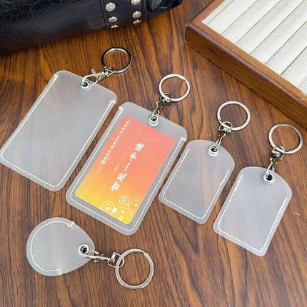 1-10pcs Keychain Card Holder Plastic Heavy Duty Badge Holder Vertical Clear ID Card Holder with Keyring