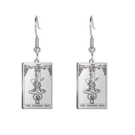 Classic Tarot Cards Stainless Steel Drop Earring for Women Sun Moon Star Lovers Divination Tarot Jewelry Birthday Gift