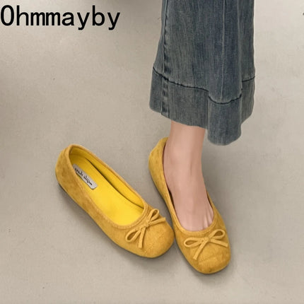 Spring Autumn Internal Elevation Women Mary Jane Shoes Ladies Outdoor Comfort Slip On Women's Butterfly-knot Ballet Shoes