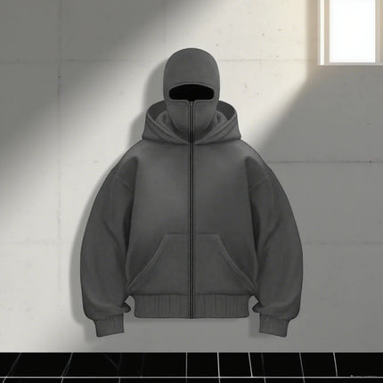 2025 Autumn/Winter Men's Zipper Double Hoodie Casual Sports Shirt with Hooded Mask Design Sports Jacket Top Outdoor Activities