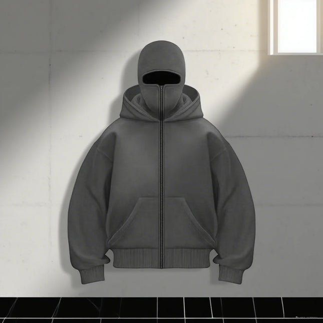 2025 Autumn/Winter Men's Zipper Double Hoodie Casual Sports Shirt with Hooded Mask Design Sports Jacket Top Outdoor Activities