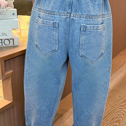 2026 Disney Stitch Girls Straight Pants. Soft, breathable elastic-waist casual lounge trousers for all-season daily wear.