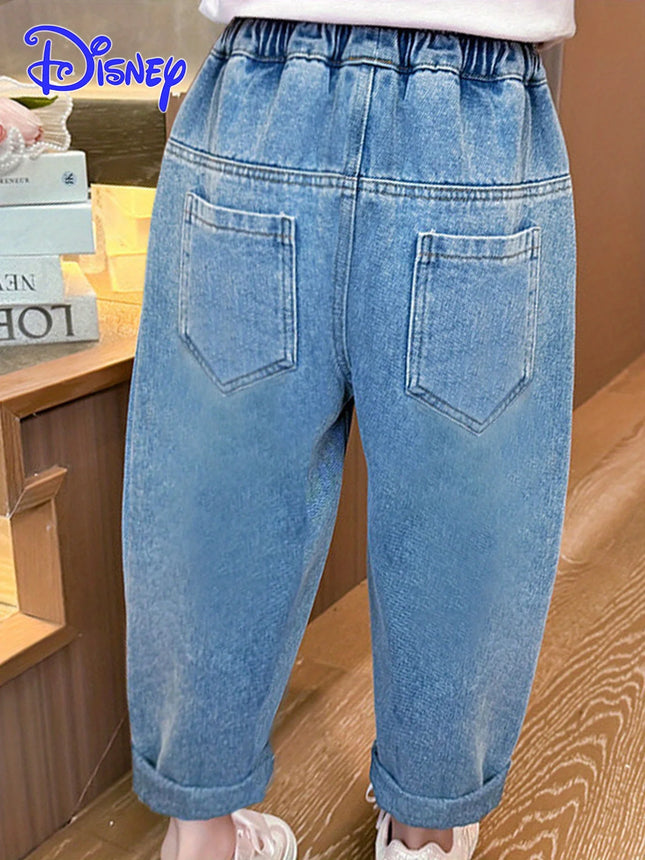 2026 Disney Stitch Girls Straight Pants. Soft, breathable elastic-waist casual lounge trousers for all-season daily wear.