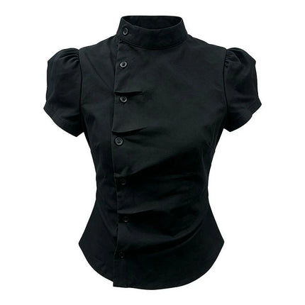 Y2K Striped Women's Vest Short Sleeve Button Detail Summer Top Retro Harajuku Punk Streetwear Casual Fashion Tops Fashion Gothic